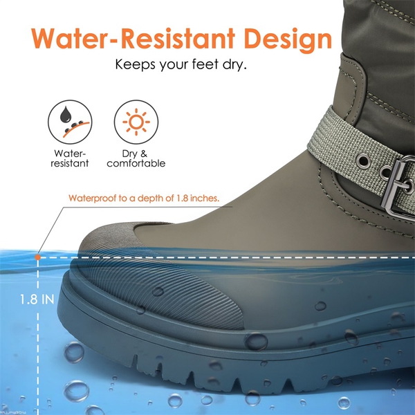 Non-Slip Mid-Calf Waterproof Snow Boots - OLIVE GREEN - 5